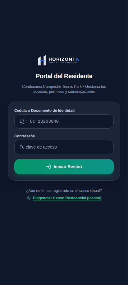 Portal del Residente Móvil HORIZONTA
